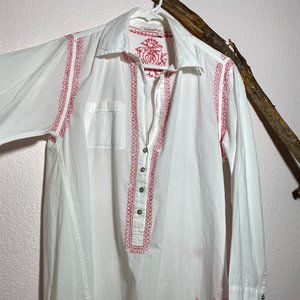 embroidered cotton maxi shirt